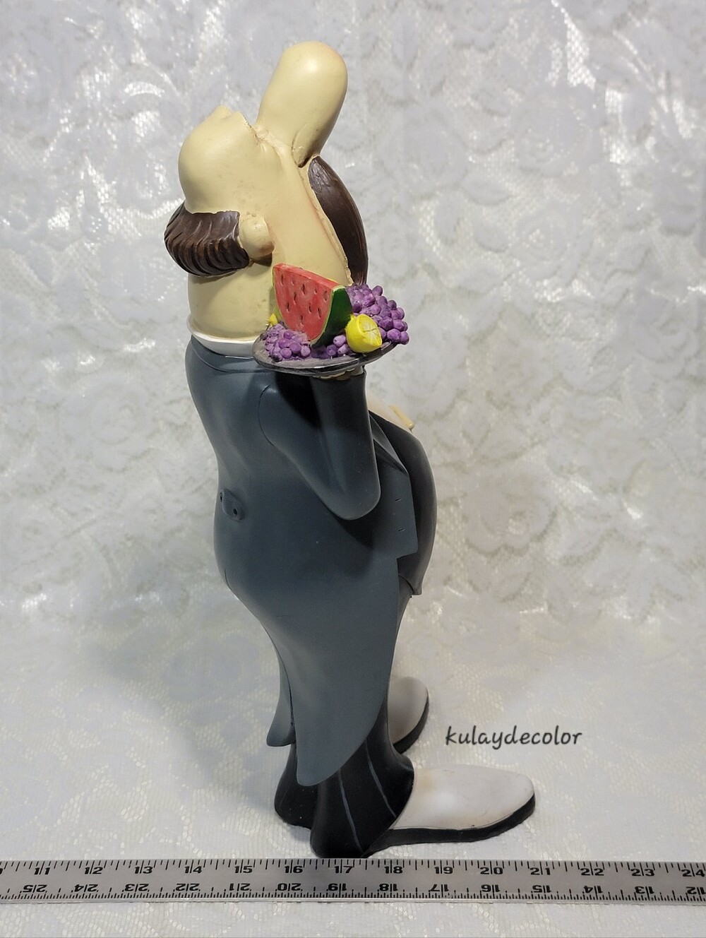 Vintage Resin Butler Figurine Long Nose Fruit Tray Statue 16” Tall Kitchen Decor - Picture 14 of 16